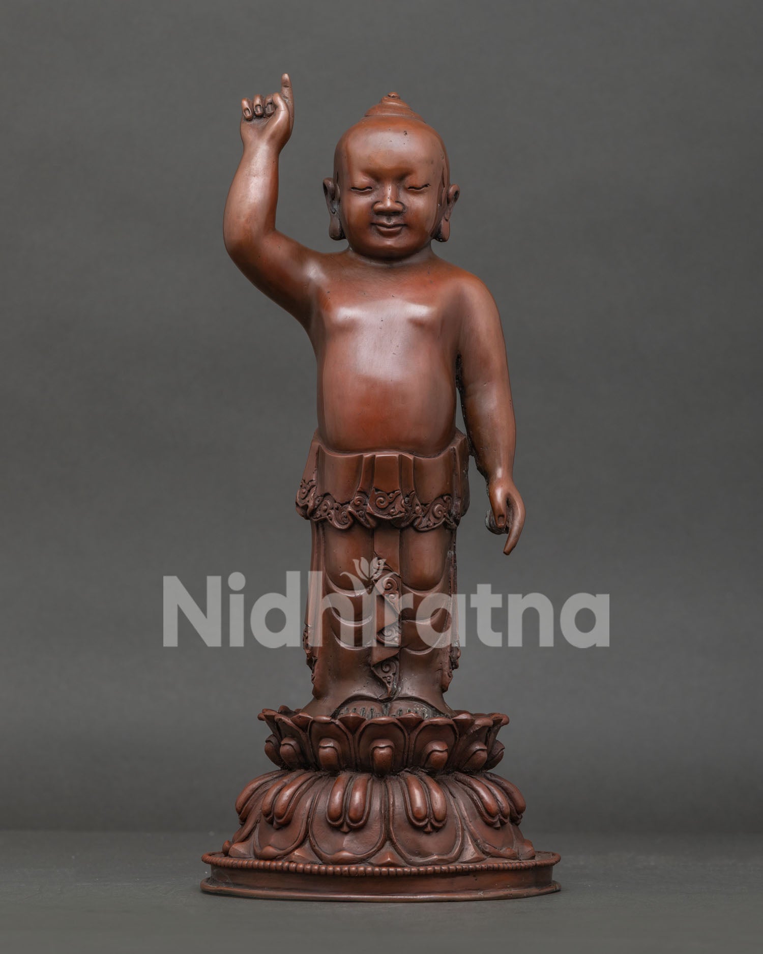 Little Buddha Statue in Copper with Oxidized Finish, Newari Artisan Buddhist Sculpture 