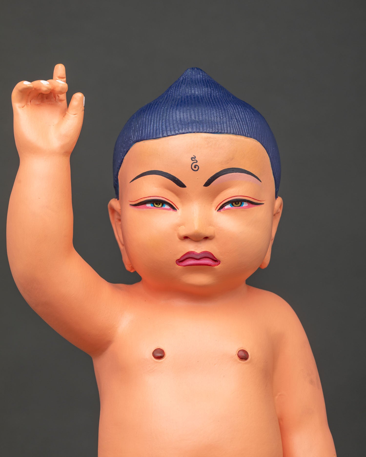Little Buddha statue, hand painted acrylic colors, sacred Buddhist art from Patan, Nepal