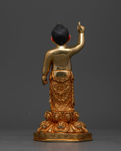 Little Shakyamuni Buddha Statue handcrafted by skilled Newari artist from Patan Nepal.