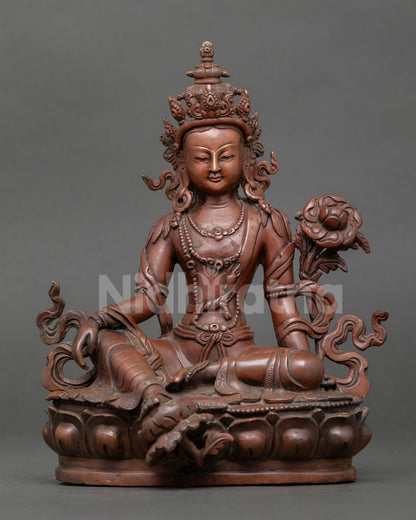 lokeshvara statue front view, oxidized copper buddhist sculpture from nepal