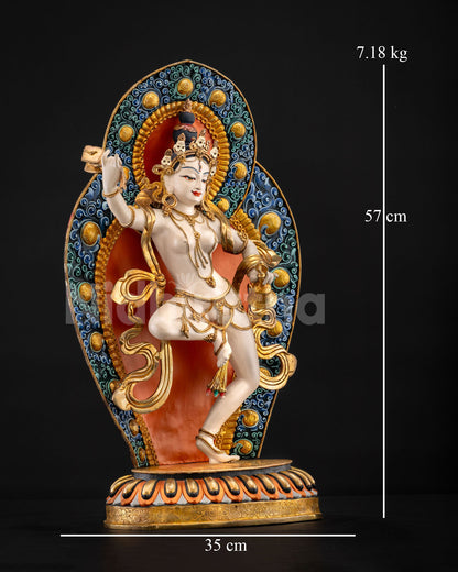 Machig Labdron Statue side view showing handcrafted Nepalese Buddhist sculpture dimensions