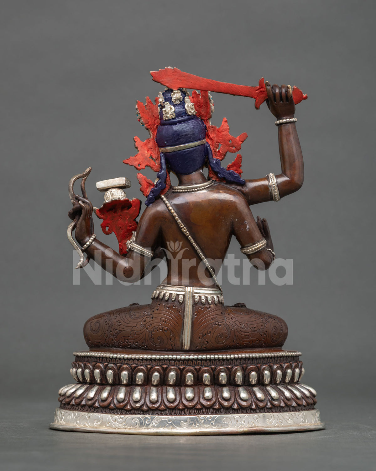 Maha Manjushri statue hand carved double lotus pedestal.