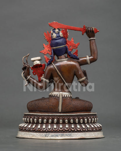 Maha Manjushri statue hand carved double lotus pedestal.