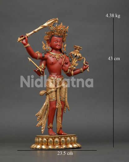 Maha Manjushri Statue with dimensions, Nepal investment casting art