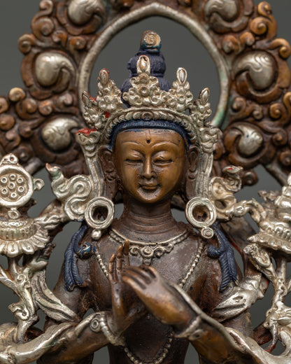 maitreya buddha statue handcrafted in nepal regular close up view