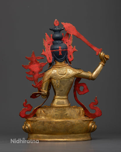  Manjushri Bodhisattva of Wisdom Statue handcrafted by Newari artist from Patan Nepal.
