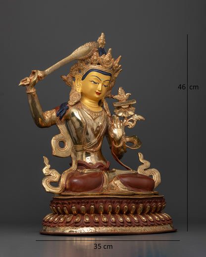 Manjushri statue flaming sword of wisdom Prajnaparamita Sutra.