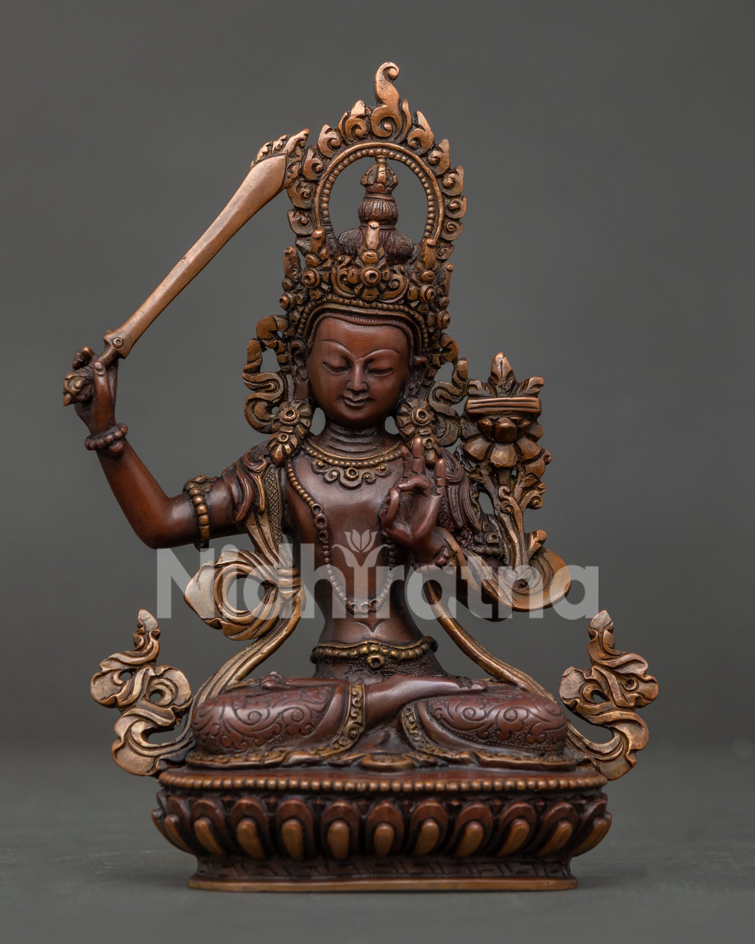 Manjushri Statue handcrafted by Newari artisans in Patan Nepal.