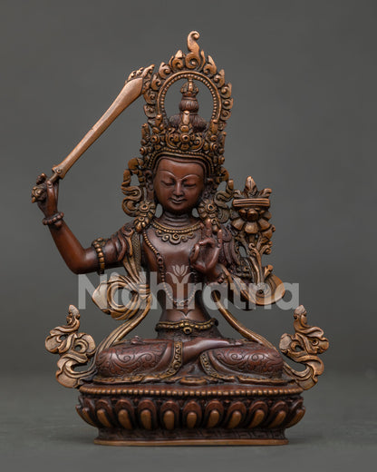 Manjushri Statue handcrafted by Newari artisans in Patan Nepal.