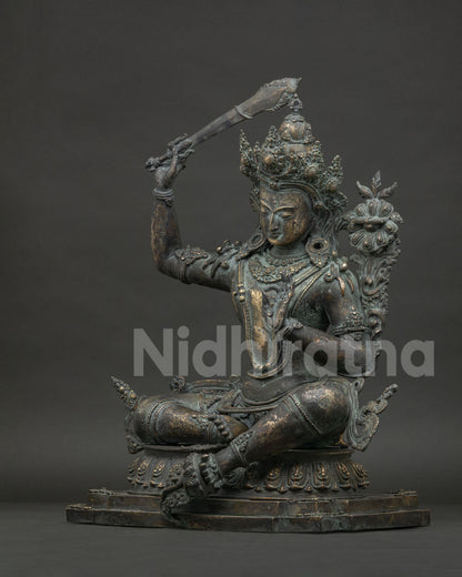 Manjushri Statue Bodh Gaya, handcrafted bronze Buddhist sculpture