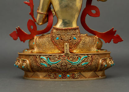 manjushri statue lower landscape back view torana base detail nepal