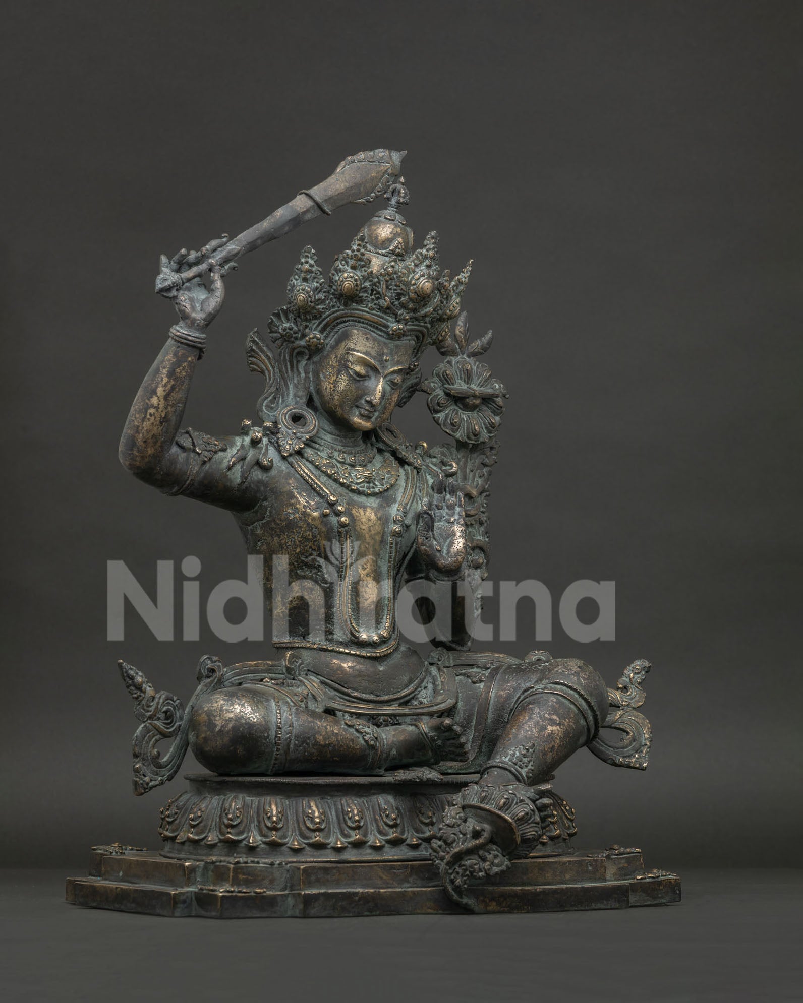 Manjushri Statue Kyoto, handcrafted bronze Buddhist sculpture