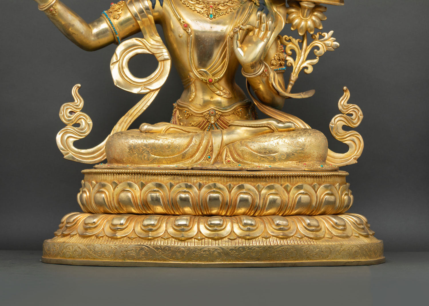  Manjushri statue seated lap, double-lotus base meditative posture