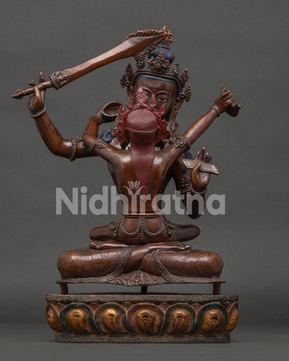 Manjushri with consort statue handmade by Newari artisans from Patan Nepal.
