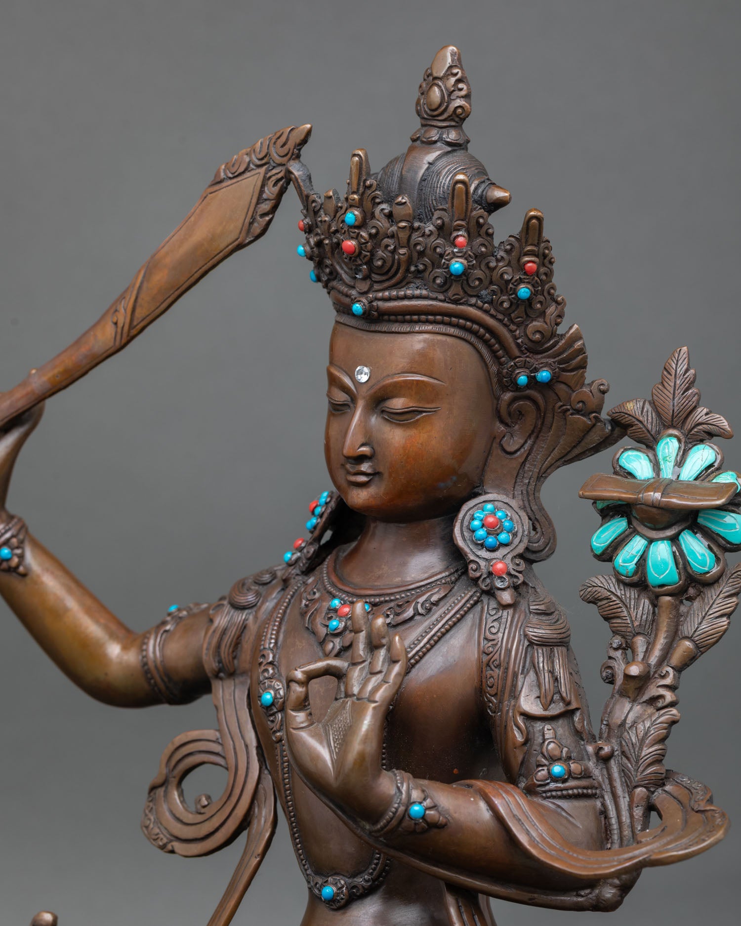 Handmade Manjushri Statue | Authentic Buddhist Wisdom Deity
