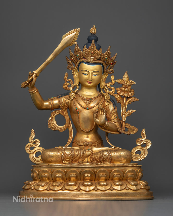 Manjushree Sculture: The Golden Blade of Enlightenment