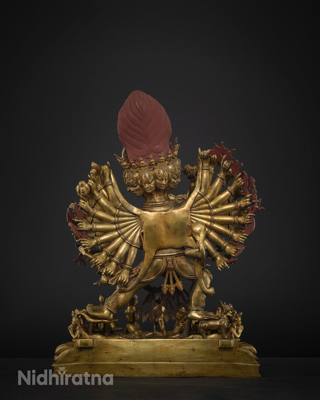 bare back with no flames of masterpiece yamantaka statue with his consort in yab yum form