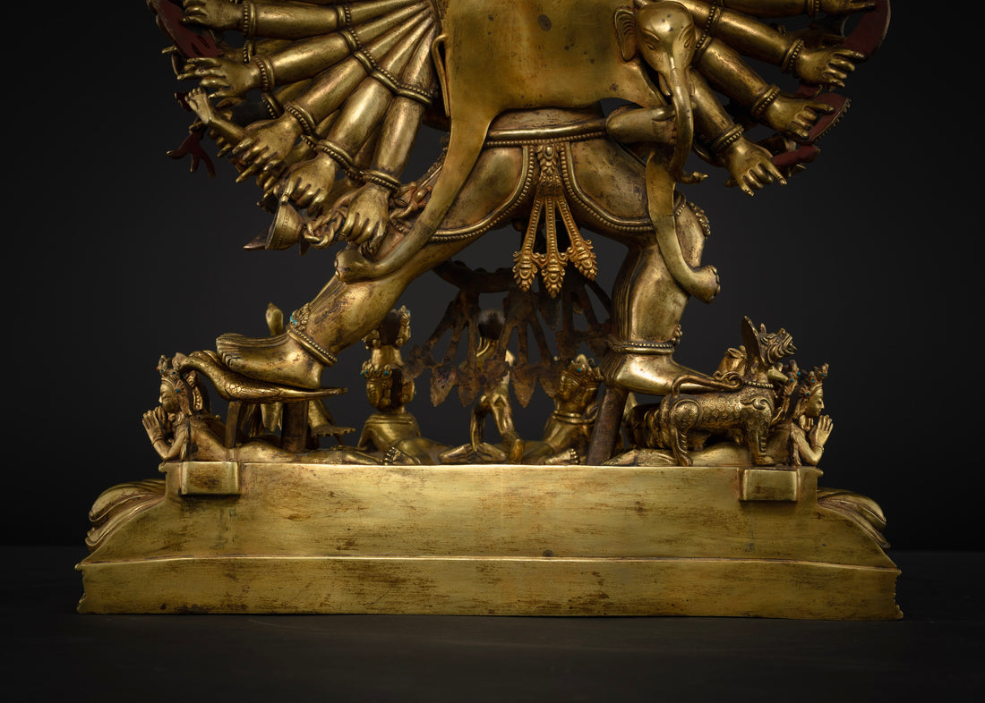 back view of masterpiece yamantaka statue with his victims