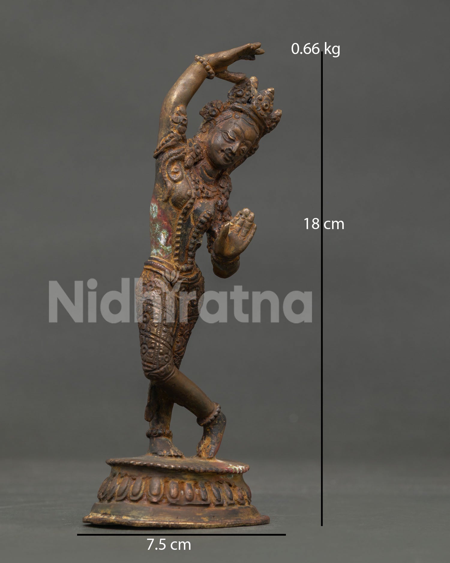 Maya Devi Statue Standing on Lotus Pedestal with Jeweled Crown.