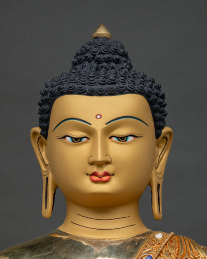 Medicine Buddha Face Close-Up | 24K Gold-Painted Detail