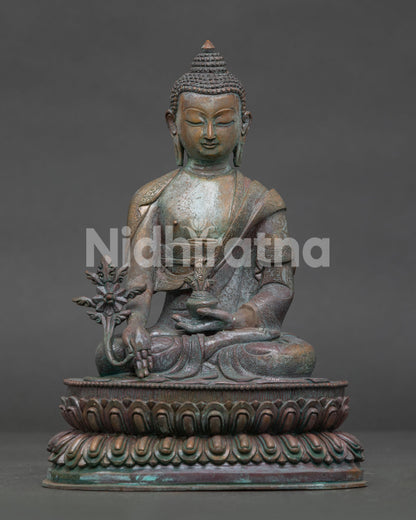 Medicine Buddha statue handcrafted by Newari artists in Patan Nepal.