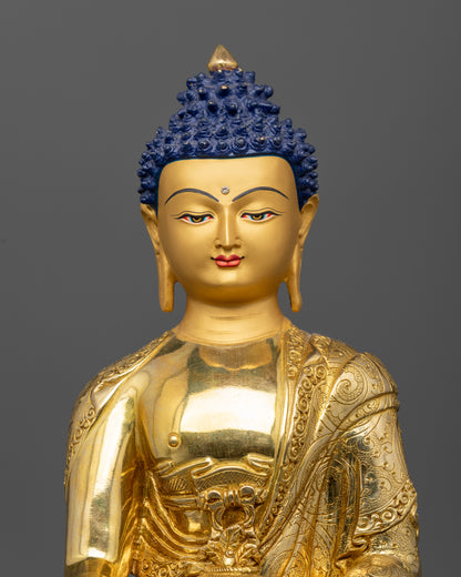 Medicine Buddha statue with 24K gold painted face.