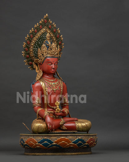 Mitrugpa Buddha right view side showing traditional Nepali sculpture and sacred details
