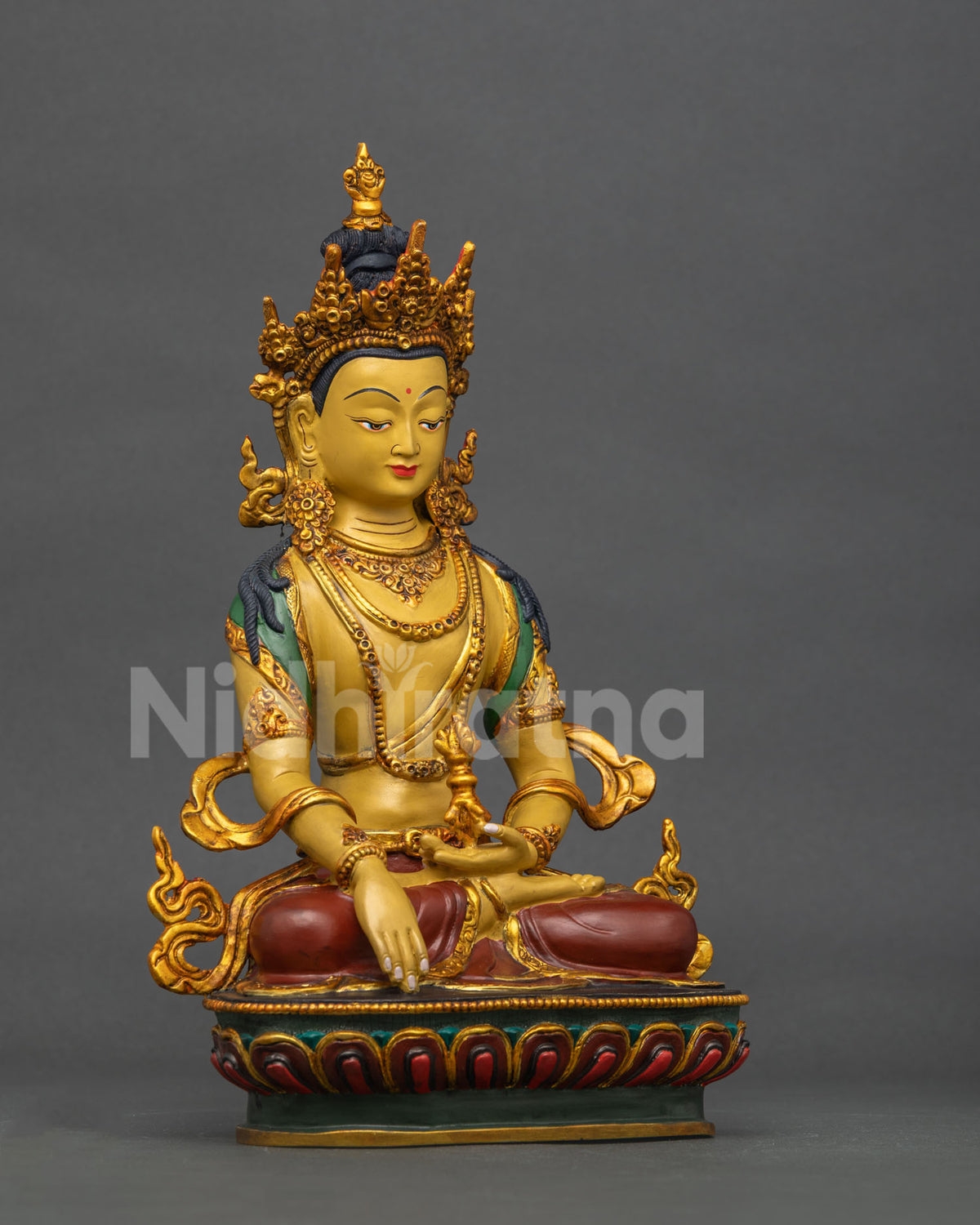 Mitrugpa Buddhist Statue Akshobhya Bhumisparsha Mudra Vajra Lotus Pedestal.