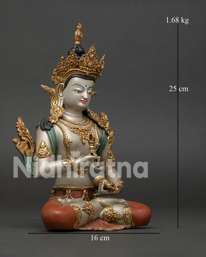 Multicolor Vajrasattva Statue right side view showing sacred vajra and bell details