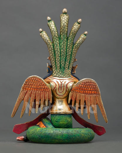 naga kanya statue back view, handcrafted nepalese artwork showing full form, wings, and detailed finishing by newari artisans