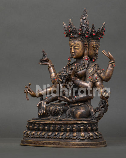 Namgyalma Buddhist statue with sacred ritual implements ruby gemstone decoration