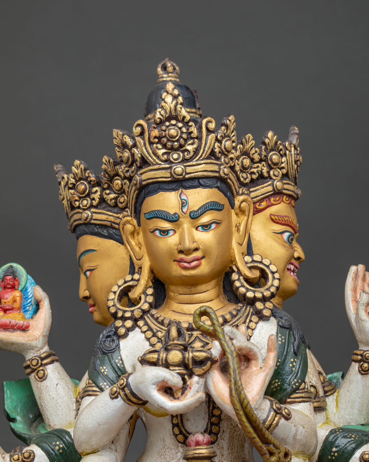 Namgyalma Statue Close Up View, Ushnishavijaya Wooden Sculpture