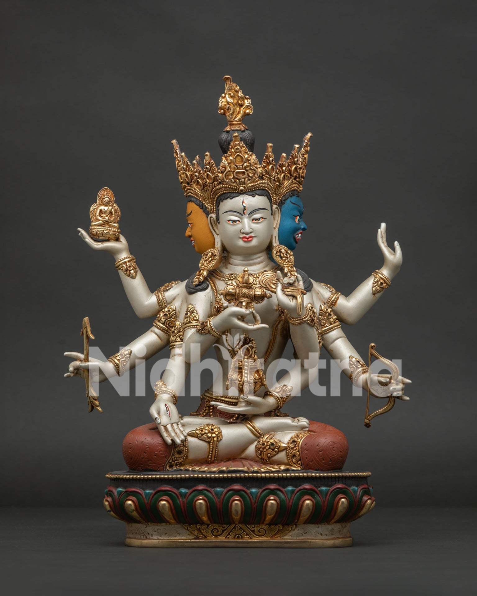 namgyalma statue from nepal front view gold gilded tibetan buddhist sculpture