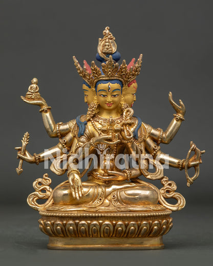 Namgyalma Statue handcrafted by Newari artisans in Patan Nepal with gold gilded copper