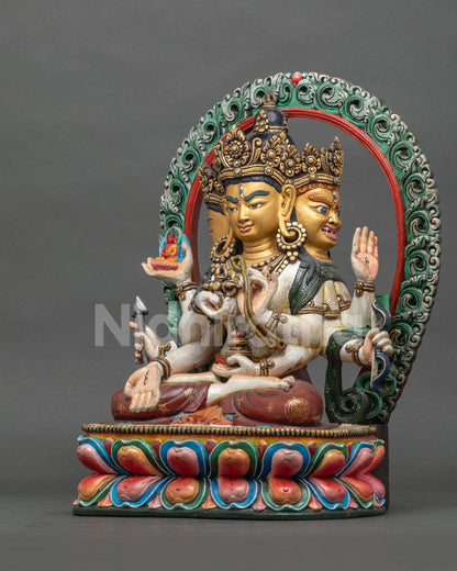 Namgyalma Statue Left Side View, Handcarved Wooden Nepal Sculpture
