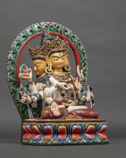 Namgyalma Statue Right Side View, Handcarved Wooden Nepal Sculpture