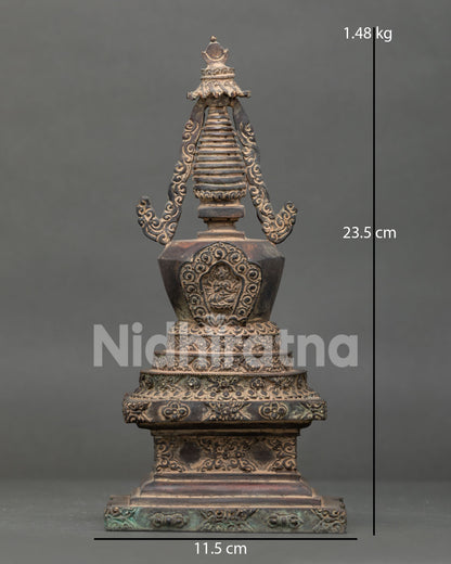 Namgyalma Stupa antique oxidized copper finish sacred Buddhist altar object