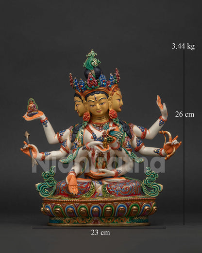 Namgyalma Ushnishavijaya statue front view, copper Buddhist goddess with gold gilding
