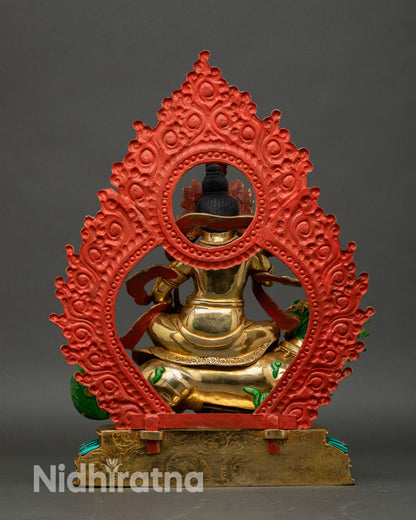 Namtoshe statue back view copper gold gilded Himalayan deity sculpture sacred protector 