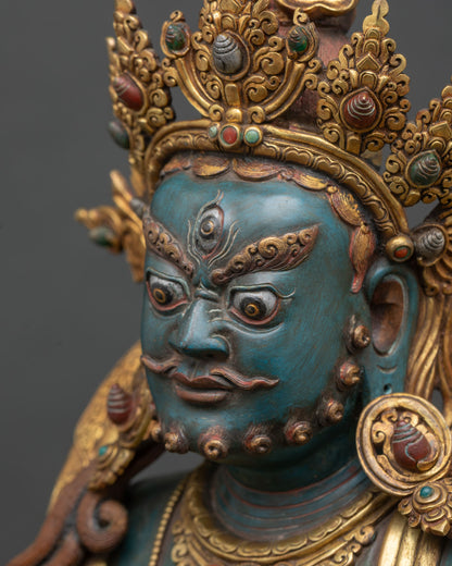 Namtoshe Statue side profile of face with third eye, beard and gold crown