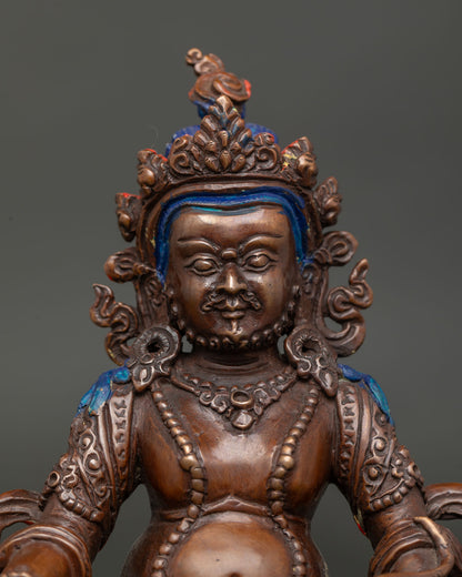 Nepalese Dzambhala artwork created using lost wax casting with a fierce yet benevolent expression