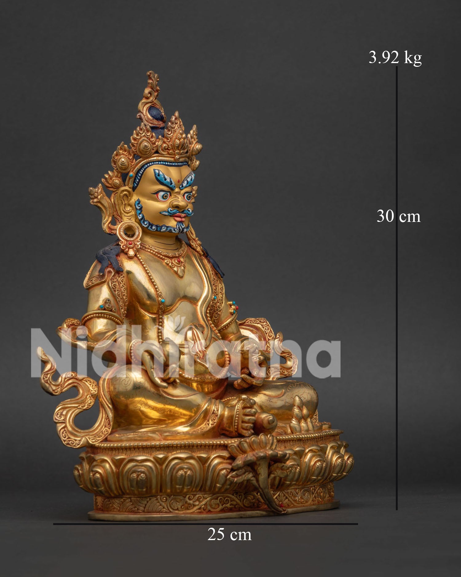 Nepalese Dzambhala Statue handcrafted by Newari artisans using lost wax casting method