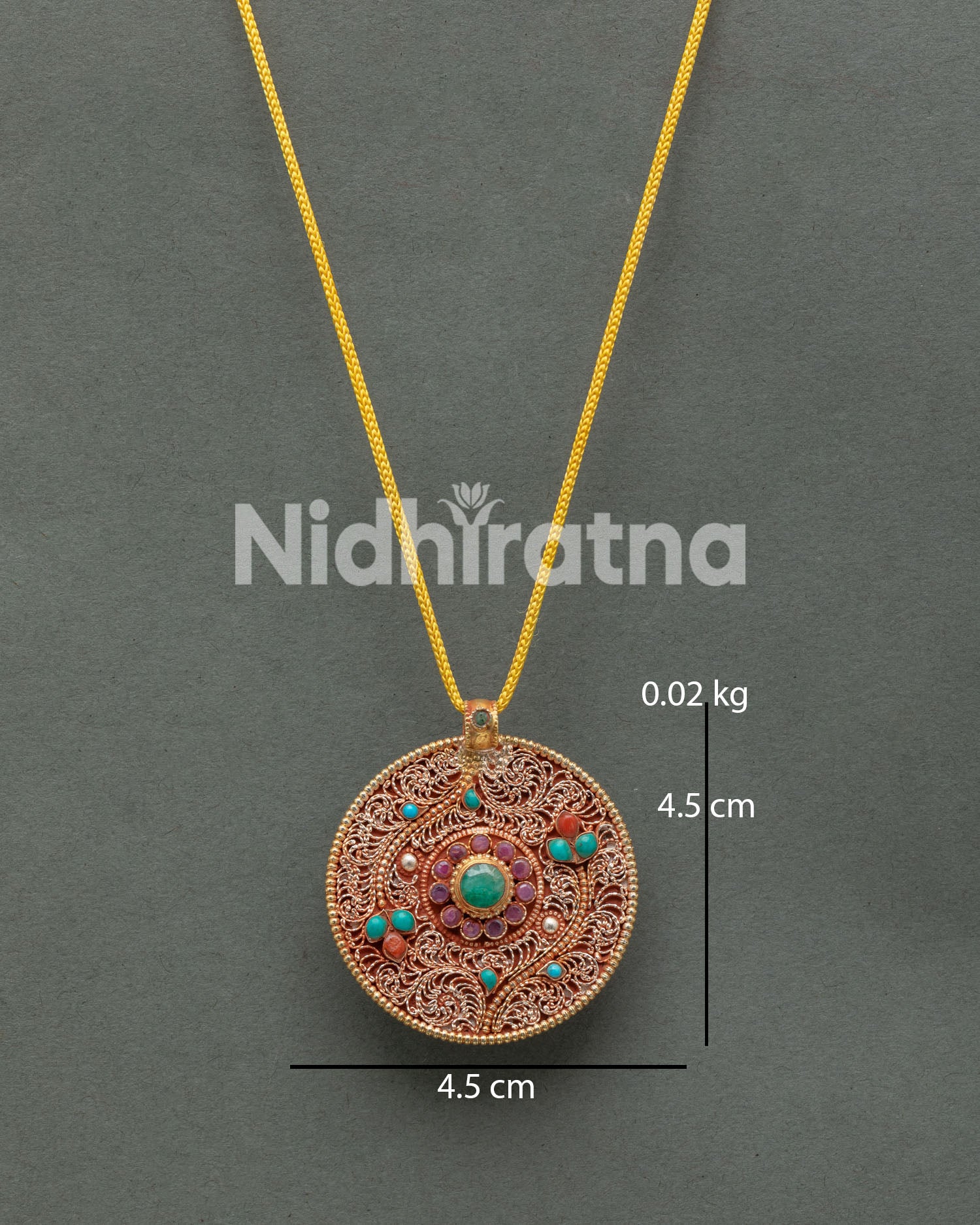 Nepalese floral locket showcasing gold-plated finish and traditional filigree artwork