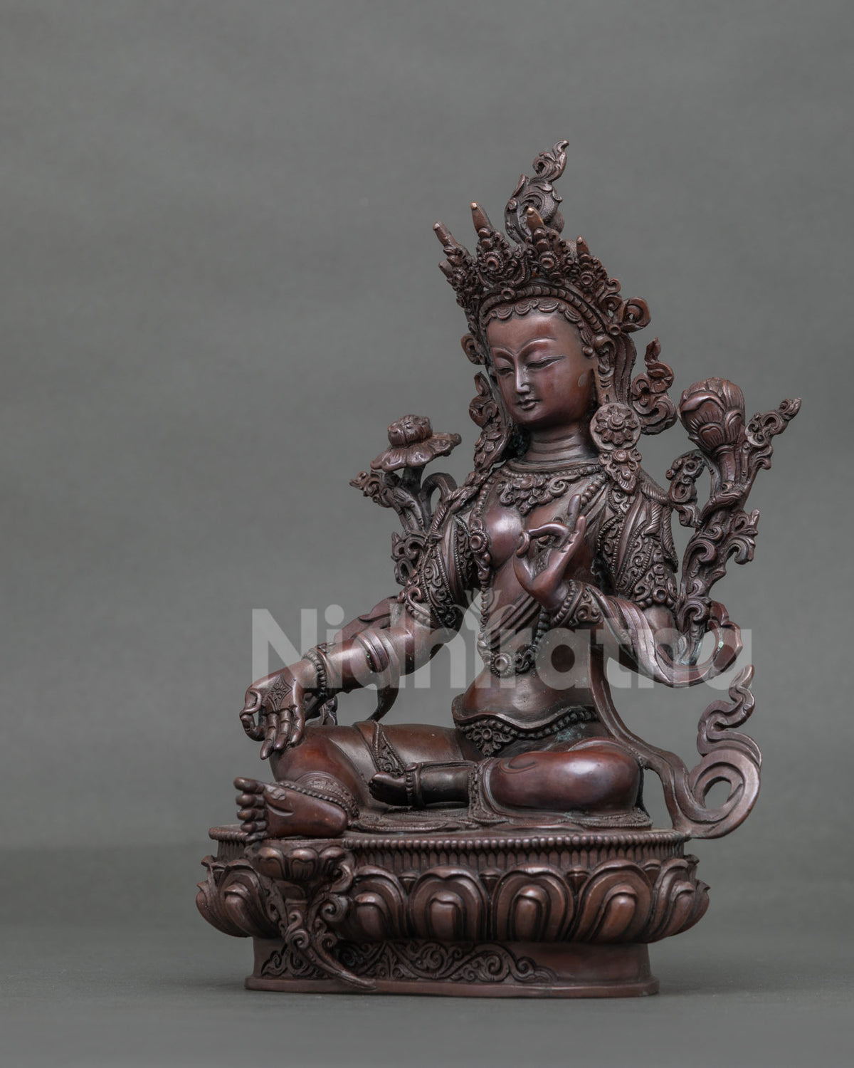 Nepalese Green Tara statue symbolizing compassion and protection for Buddhist altars and meditation spaces