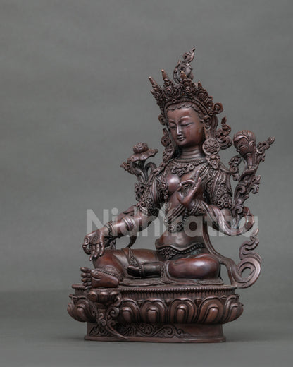 Nepalese Green Tara statue symbolizing compassion and protection for Buddhist altars and meditation spaces