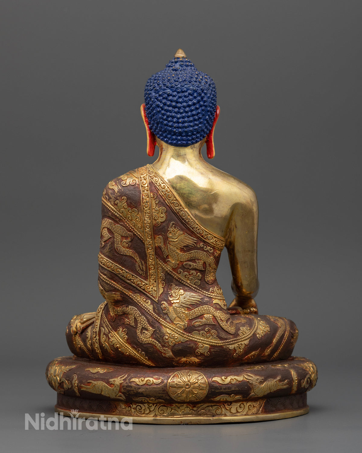 Nepalese Shakyamuni Buddha statue handcrafted by Newari artisans for altar.