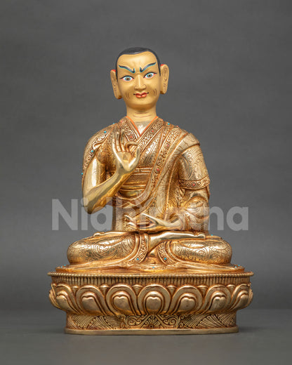 Nepalese Tsongkhapa statue set representing wisdom and Gelug Buddhist lineage