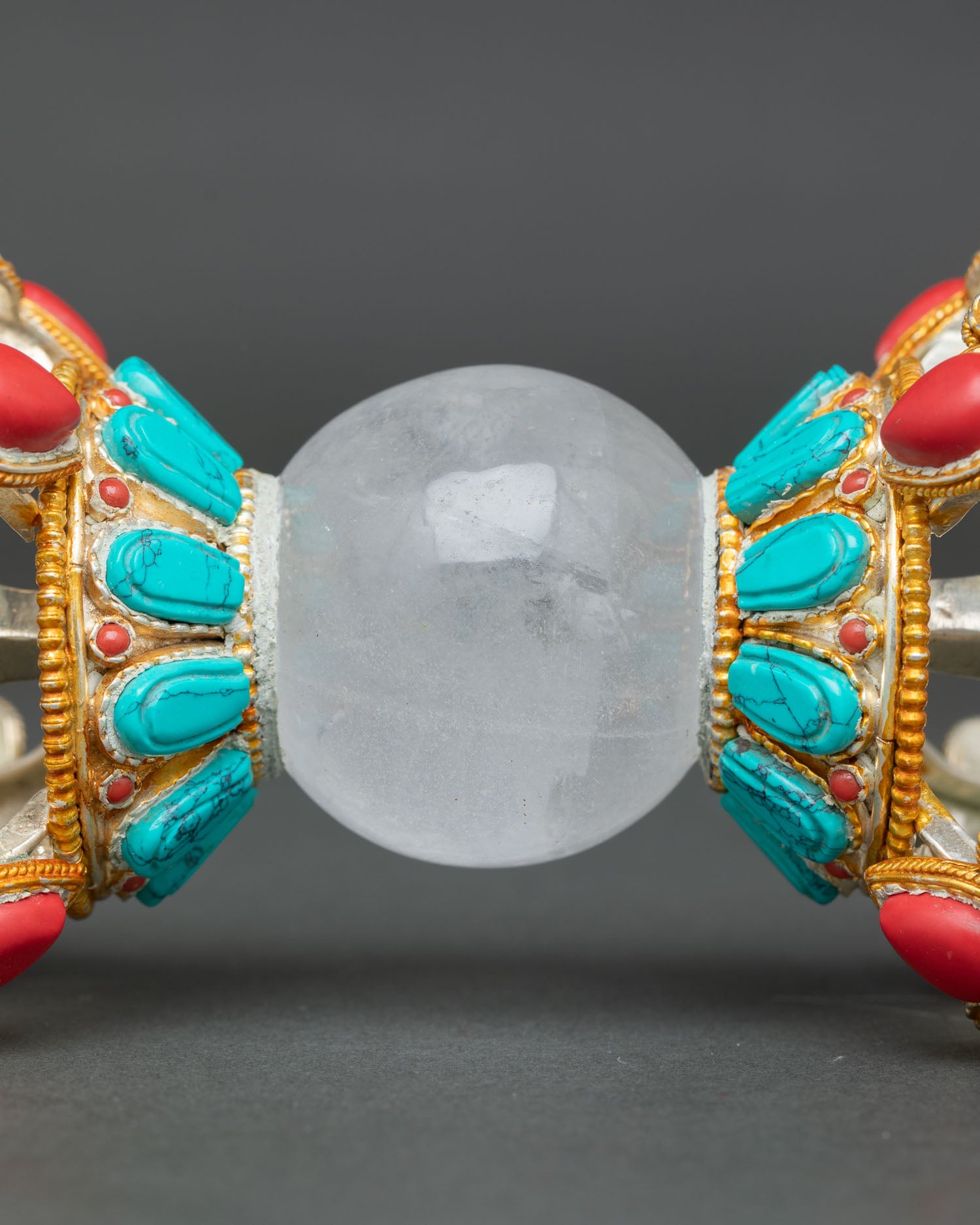 Nepalese Vajra Dorje with Crystal Core and Filigree Artwork