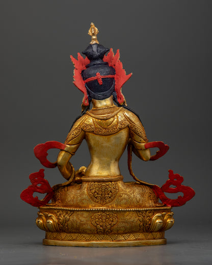 Nepalese Vajrasattva statue handcrafted using lost wax casting and traditional Newari craftsmanship
