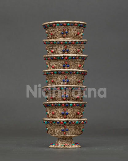 Nepalese Water Offering Bowl for Tibetan Buddhist altar and devotional practice